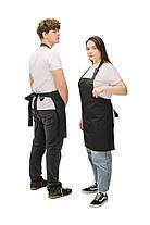 Фартух з нагрудником для кухаря бариста флориста офіціанта з натуральної тканин чорний, фото 5