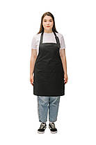 Фартух з нагрудником для кухаря бариста флориста офіціанта з натуральної тканин чорний, фото 2