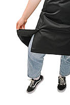 Фартух офіціанта чорний середньої довжини з боковими шліцами — натуральна тканина, фото 3