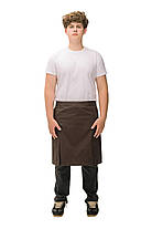 Фартух офіціанта коричневий середньої довжини з боковими шліцами — натуральна тканина, фото 3
