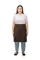 Фартух офіціанта коричневий середньої довжини з боковими шліцами — натуральна тканина, фото 4