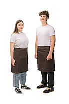 Фартух офіціанта коричневий середньої довжини з боковими шліцами — натуральна тканина, фото 2