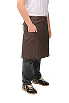 Фартух офіціанта коричневий середньої довжини з боковими шліцами — натуральна тканина, фото 5