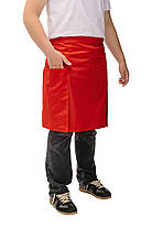 Фартух офіціанта червоний середньої довжини з боковими шліцами — натуральна тканина, фото 4