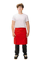 Фартух офіціанта червоний середньої довжини з боковими шліцами — натуральна тканина, фото 3