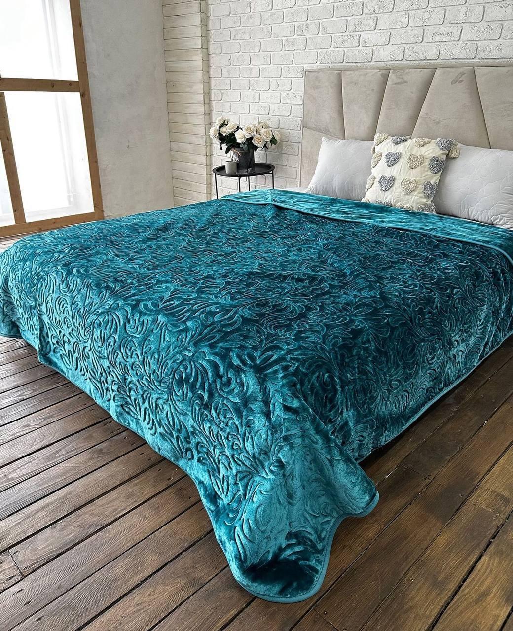 Плед покривало однотонний з тісненням 210*230 см, фото 1