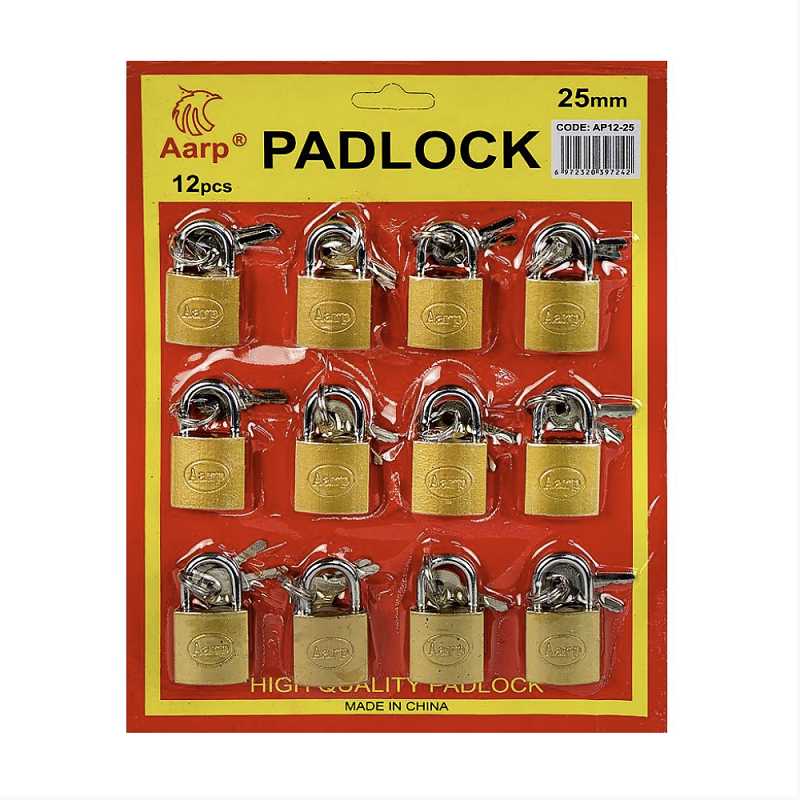 Набір навісних замків 25 мм, 12 шт. на блістері (AP12-25)
