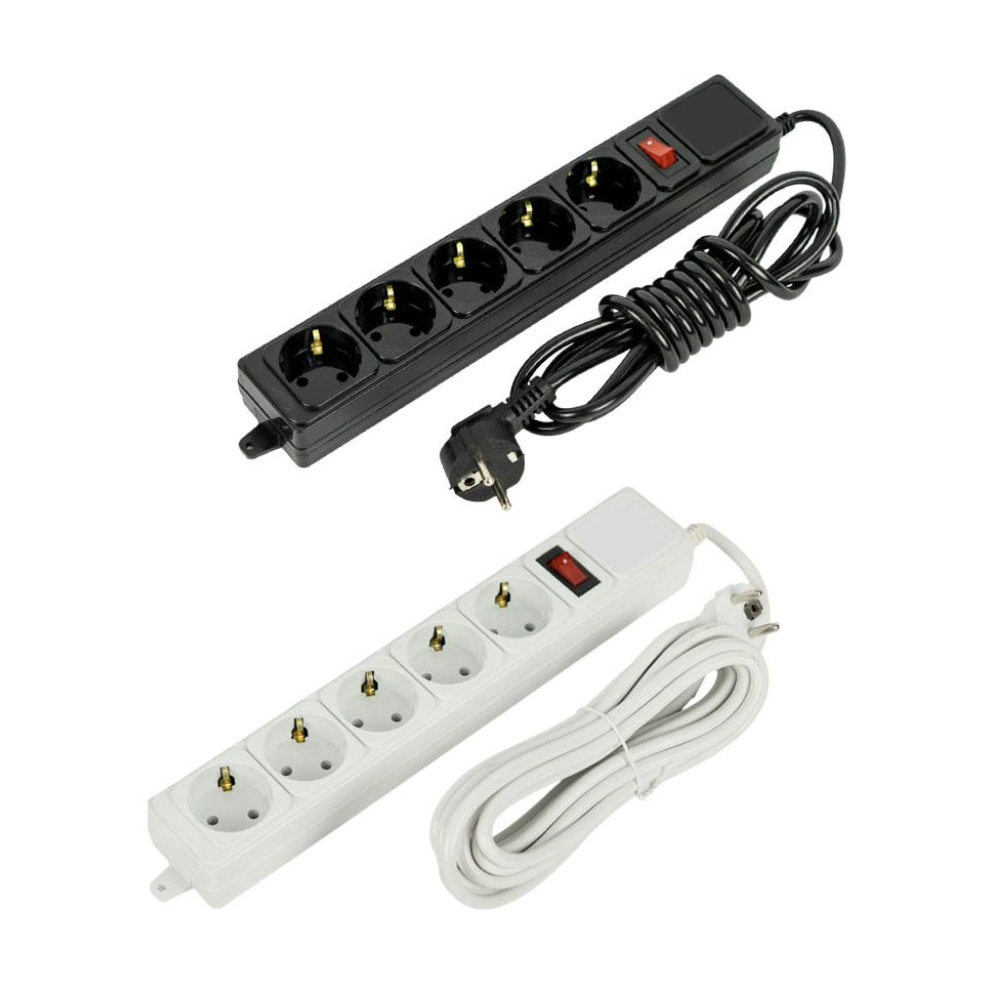 Подовжувач електричний із вимикачем 3 м. 5 гнізд, із захистом від перевантажень (502)