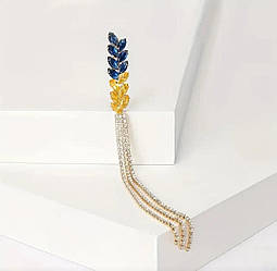 Брошка колосок пшениці жовто-синій