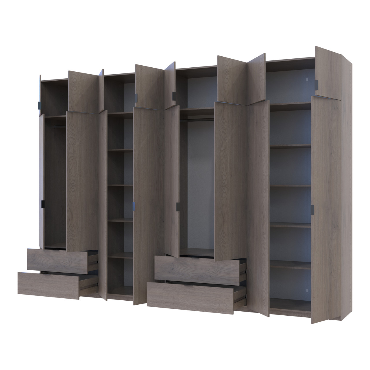 Розпашна шафа Лукас Канолло 4ДСП 340х50х240. Велика шафа без дзеркал для спальні, шафа для одягу, фото 1