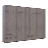 Розпашна шафа Лукас Канолло 4ДСП 340х50х240. Велика шафа без дзеркал для спальні, шафа для одягу, фото 5