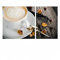 Картина модульна для кухні Капучіно, Чашка кава, Ваніль, Цукати 100х60см з 2-хчастей, фото 2