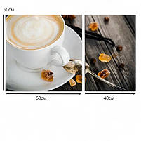 Картина модульна для кухні Капучіно, Чашка кава, Ваніль, Цукати 100х60см з 2-хчастей, фото 4