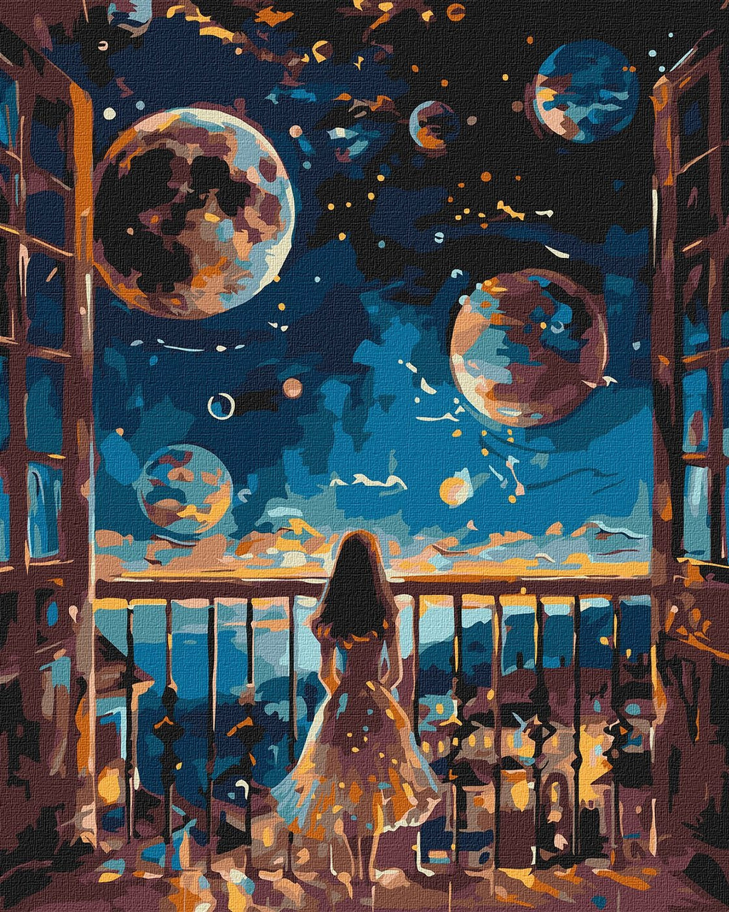 Картина за номерами Космос. Дівчина і парад планет 40*50 см Ідейка KHO 5138, фото 1