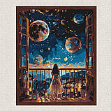 Картина за номерами Космос. Дівчина і парад планет 40*50 см Ідейка KHO 5138, фото 3