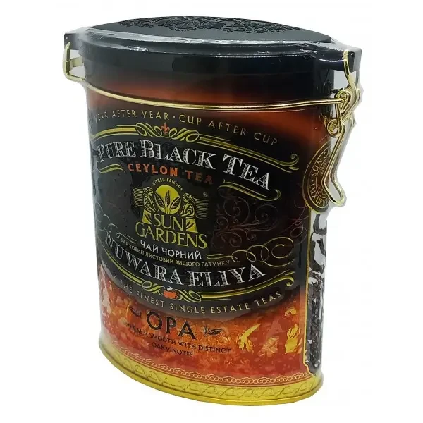 Чай Sun Gardens чорний Nuwara Eliya OPA 100 грам у металевій банці, фото 1