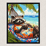 Картина за номерами Тварини. Єнот на відпочинку 30*40 см Ідейка KHO 6652, фото 4