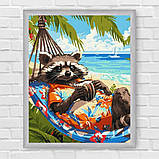 Картина за номерами Тварини. Єнот на відпочинку 30*40 см Ідейка KHO 6652, фото 6