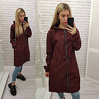 Жіночий стильний демисезонний плащ-вітровка арт А-102 / колір бордо, Женская зимняя куртка с капюшоном,