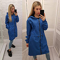 Жіночий стильний демисезонний плащ-вітровка арт А-102 / колір електрик, Женская зимняя куртка с капюшоном,