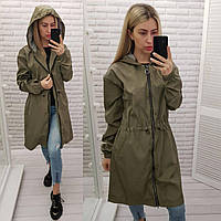 Жіночий стильний демисезонний плащ-вітровка арт А-102 / колір хакі, Женская зимняя куртка с капюшоном,