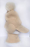 Жіночий зимовий комплект на хутрі: шапка з вушками та снуд, фото 2