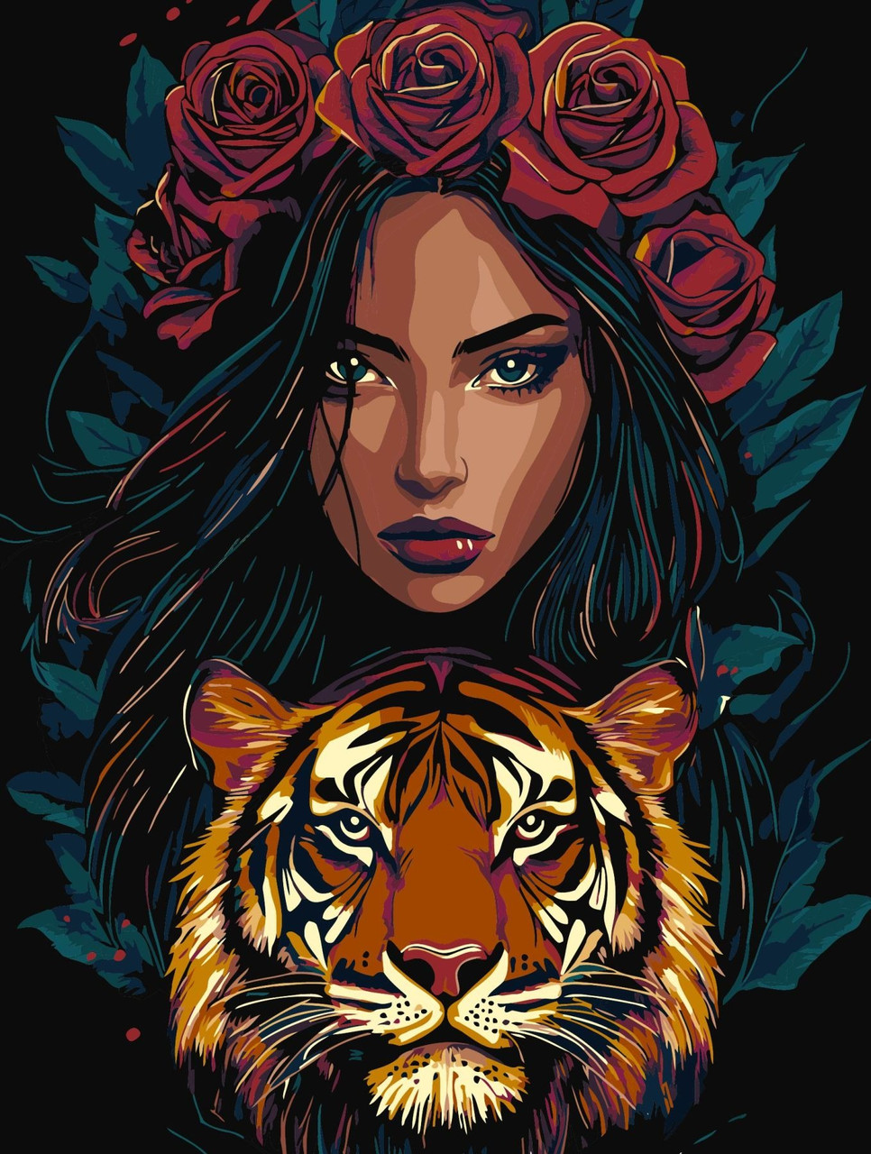 Картина за номерами Дівчина з тигром 30*40 см Ідейка KHO 8481, фото 1