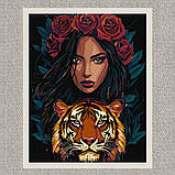 Картина за номерами Дівчина з тигром 30*40 см Ідейка KHO 8481, фото 2