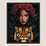 Картина за номерами Дівчина з тигром 30*40 см Ідейка KHO 8481, фото 3