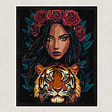 Картина за номерами Дівчина з тигром 30*40 см Ідейка KHO 8481, фото 4