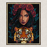 Картина за номерами Дівчина з тигром 30*40 см Ідейка KHO 8481, фото 5