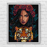 Картина за номерами Дівчина з тигром 30*40 см Ідейка KHO 8481, фото 6