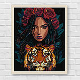 Картина за номерами Дівчина з тигром 30*40 см Ідейка KHO 8481, фото 7