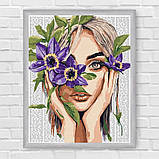 Картина за номерами Дівчина з квіткою 40*50 см Ідейка KHO 8582, фото 6