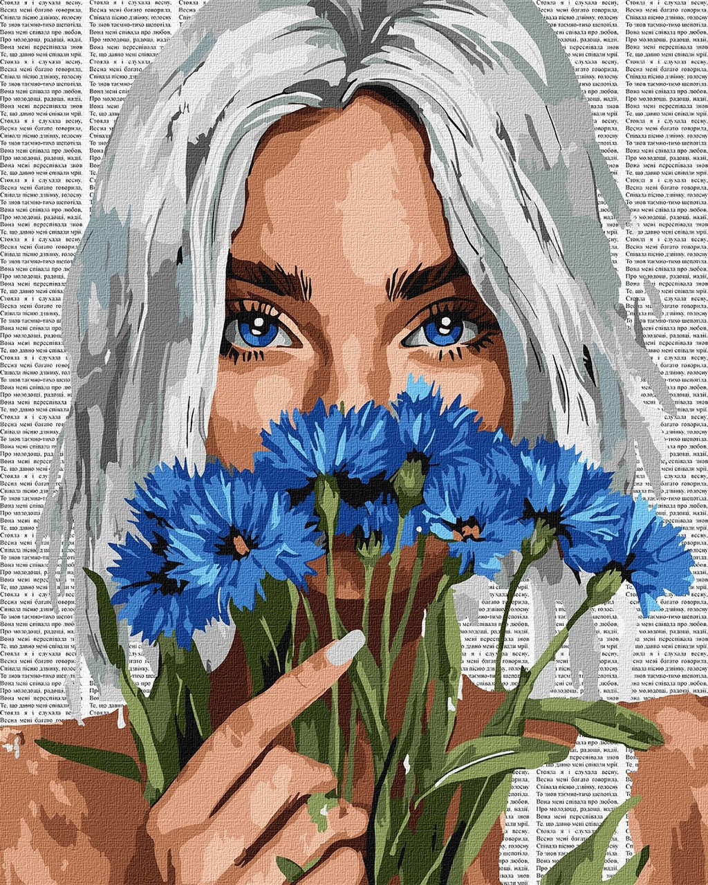 Картина за номерами Дівчина з волошками 40*50 см Ідейка KHO 8584, фото 1