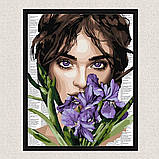 Картина за номерами Дівчина з ірисами 40*50 см Ідейка KHO 8593, фото 4
