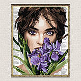 Картина за номерами Дівчина з ірисами 40*50 см Ідейка KHO 8593, фото 5