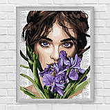 Картина за номерами Дівчина з ірисами 40*50 см Ідейка KHO 8593, фото 6