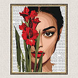 Картина за номерами Дівчина з гладіолусами 40*50 см Ідейка KHO 8594, фото 5
