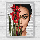Картина за номерами Дівчина з гладіолусами 40*50 см Ідейка KHO 8594, фото 6