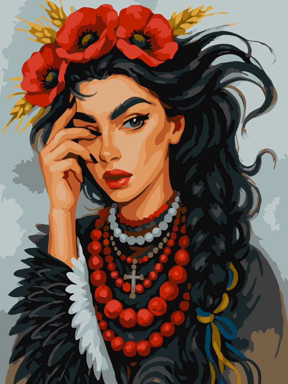 Картина за номерами Чорноброва дівчина 30*40 см Ідейка KHO 8656, фото 1