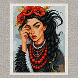 Картина за номерами Чорноброва дівчина 30*40 см Ідейка KHO 8656, фото 2