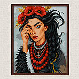 Картина за номерами Чорноброва дівчина 30*40 см Ідейка KHO 8656, фото 3