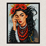 Картина за номерами Чорноброва дівчина 30*40 см Ідейка KHO 8656, фото 4