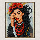 Картина за номерами Чорноброва дівчина 30*40 см Ідейка KHO 8656, фото 5