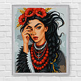 Картина за номерами Чорноброва дівчина 30*40 см Ідейка KHO 8656, фото 6