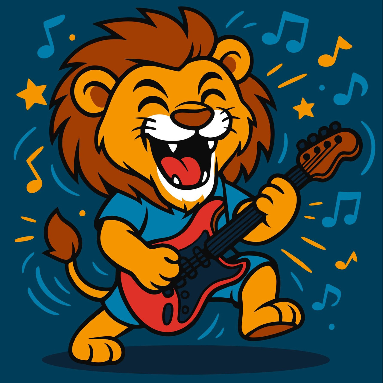 Картина за номерами Для дітей. Лев і гітара 25*25 см Ідейка KHO 1308, фото 1