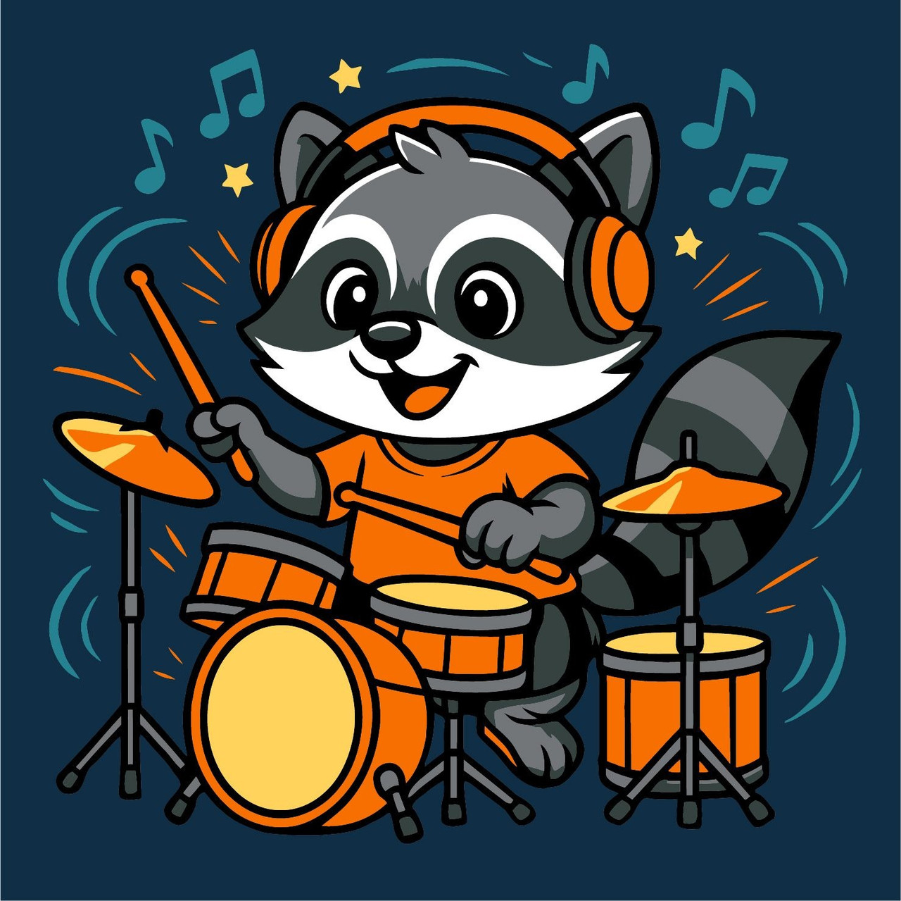 Картина за номерами Для дітей. Єнот і барабани 25*25 см Ідейка KHO 1310, фото 1