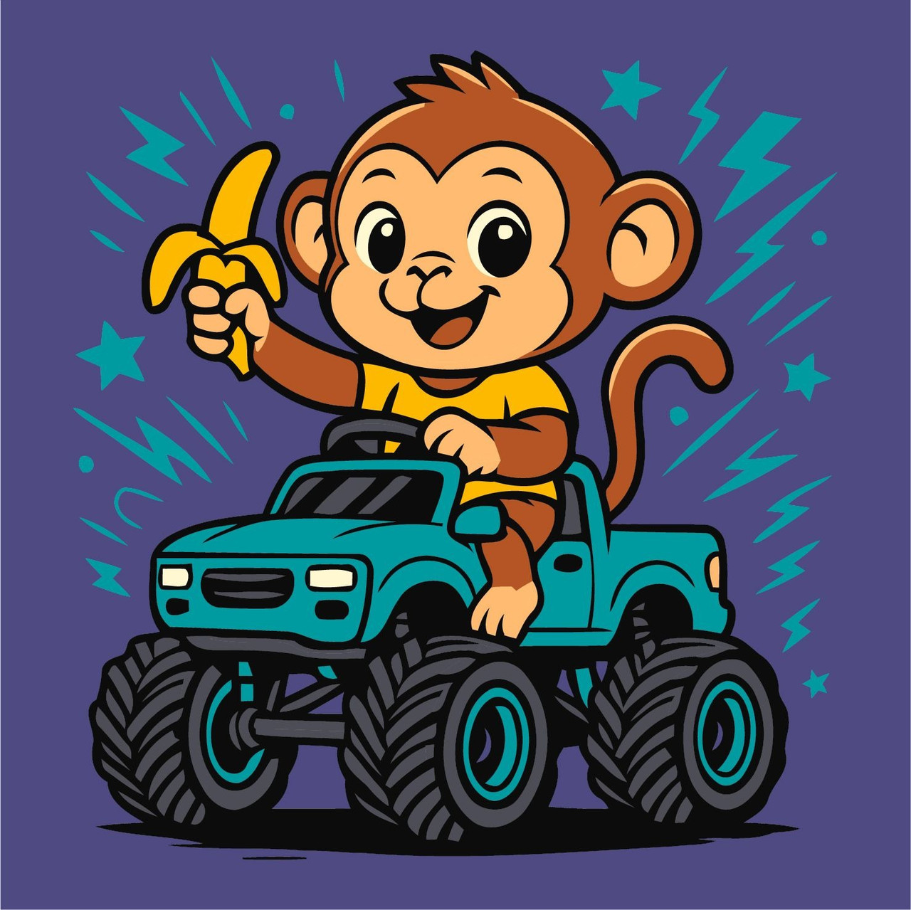 Картина за номерами Для дітей. Мавпа і машина 25*25 см Ідейка KHO 1312, фото 1