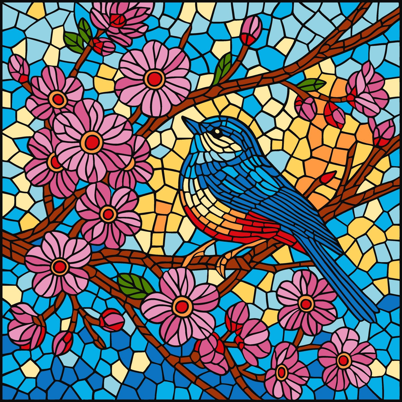 Картина за номерами Птахи. Синиця та вітраж 30*30 см Ідейка KHO 5164, фото 1